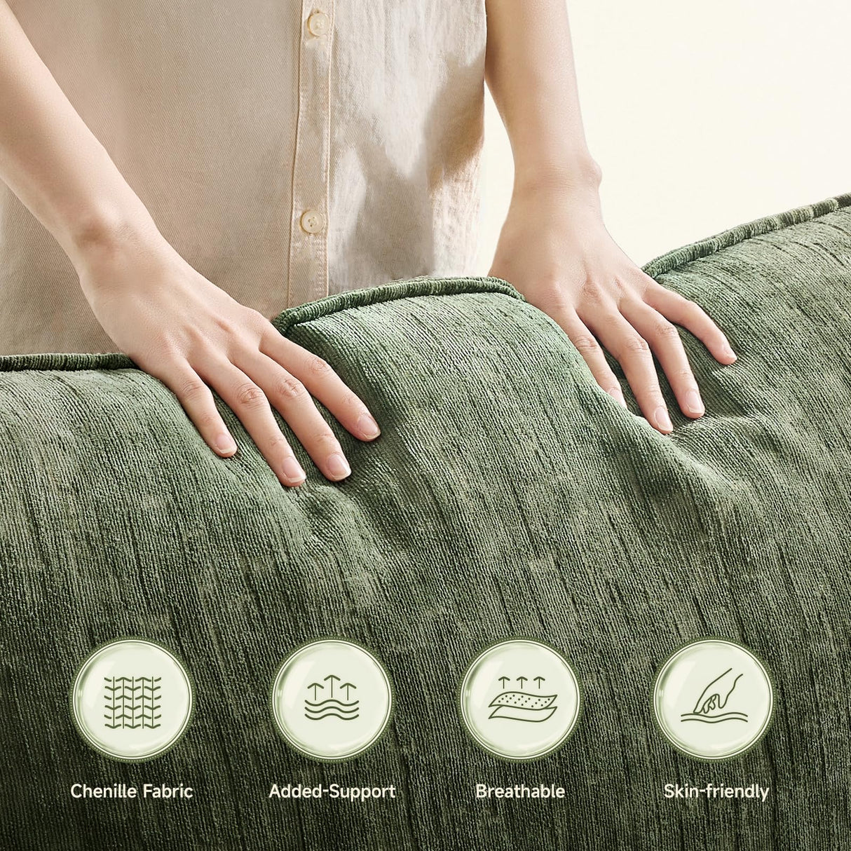 ONBRILL Oversized Accent Chair, 41 Inch Chenille Fabric Armchair, Comfy Single Sofa Chair with Padded Arms, Pocket Spring Cushion, Modern Reading Chair for Living Room, Bedroom, Green ONBRILL