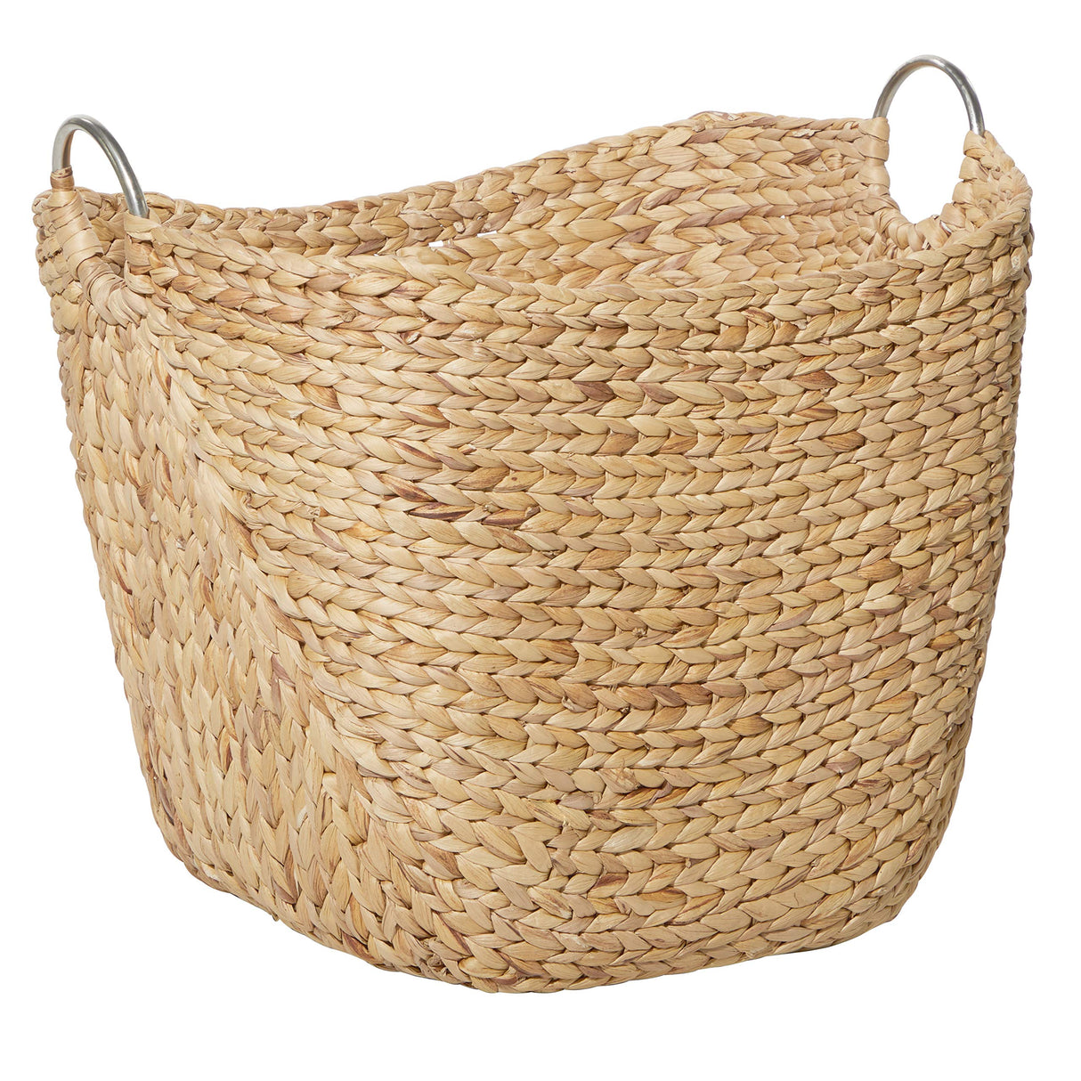 Deco 79 Seagrass Handmade Decorative and Functional Storage Basket Large Woven Basket Organizer with Ring Metal Handles, Basket for Storage 21" x 17" x 19", Brown Deco 79