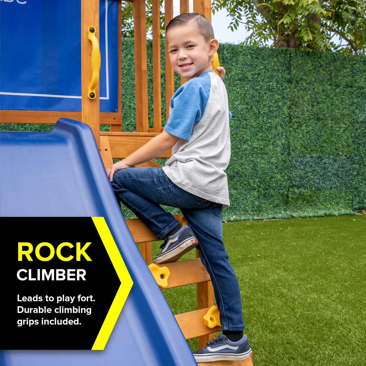 Sportspower Augusta Wooden Swing Set with Heavy Duty A-Frame & 6ft Double Wall Slide, Bonus Anchor Kit Included Sportspower