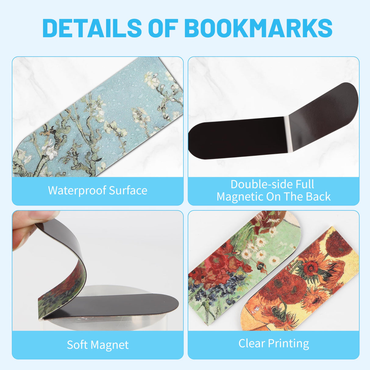 Chambom 16 PCS Magnetic Bookmarks - Bookmarks for Book Lovers, Bulk Bookmarks, Oil Painting Magnetic Bookmarks for Women, Men, Kids, Students Chambom