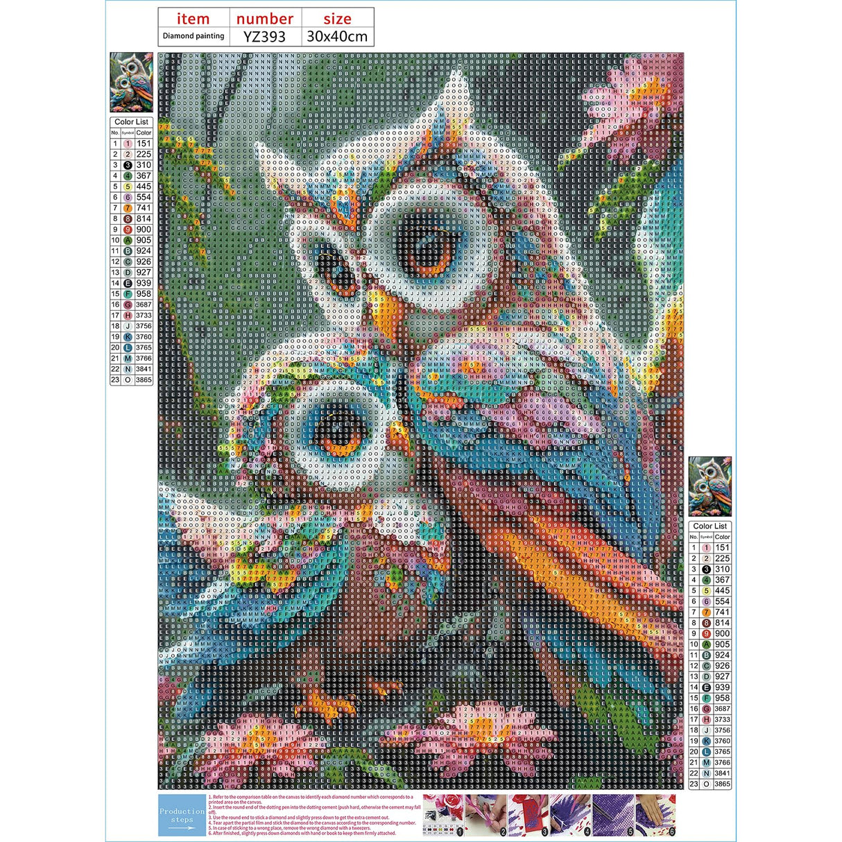 DPHERO Colorful Owl Diamond Painting Kits for Adults,5D Flowers Diamond Art Kits for Beginners,Round Full Drill Fantasy Diamond Painting Art,DIY Painting by Numbers Diamond Art Painting 12x16 inch DPHERO