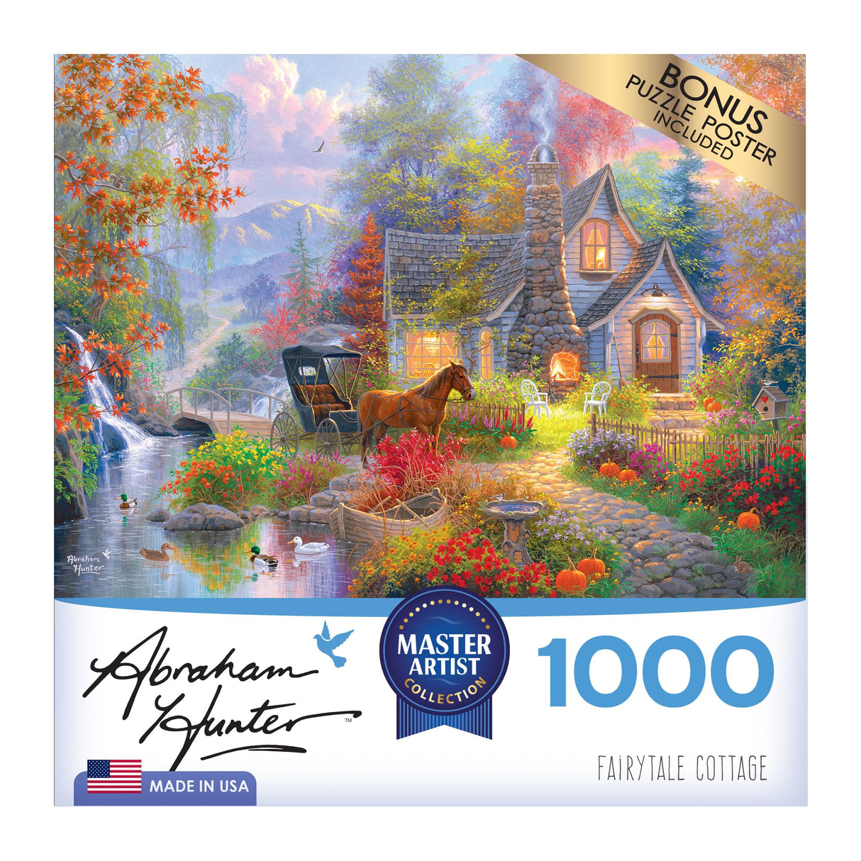 RoseArt - Abraham Hunter - Fairytale Cottage - 1000 Piece Jigsaw Puzzle for Adults RoseArt