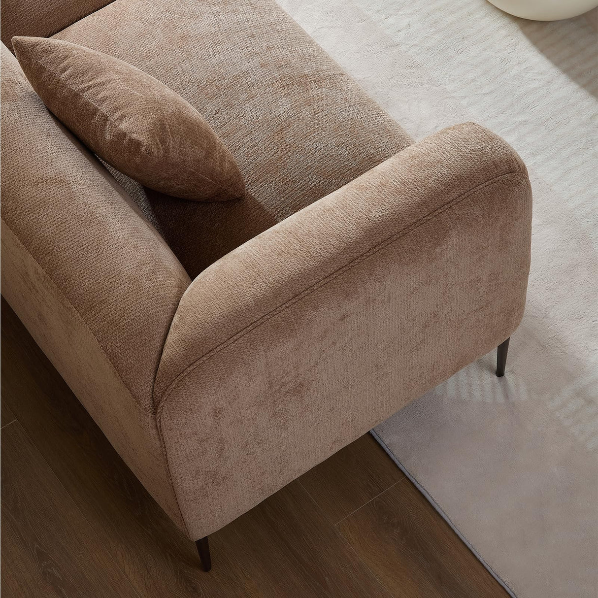 YOPENG 82" Modern Sofa 3-Seater Upholstered Couch with Metal Legs, Luxury Comfy Tuxedo Sofas, Soft Boucle Loveseat Minimalist Curved Couches for Living Room Bedroom Home Office Apartment, Camel YOPENG