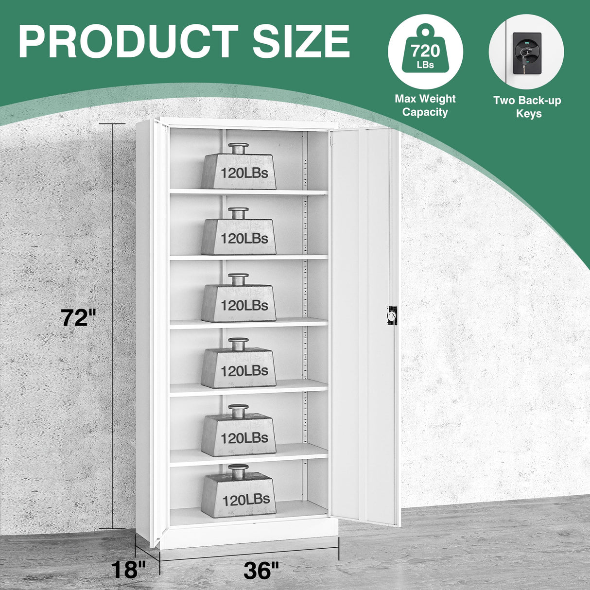 Letaya Metal Garage Storage Cabinets with Lock Door and Adjustable Shelves, Steel Tool Cabinets for Home,Office,Warehouse Organisieren (White, 72" H) Letaya