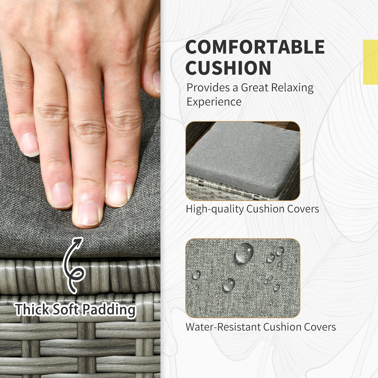 Outsunny 6 Piece Patio Dining Set, PE Rattan Furniture Set with 2 Chairs Cushions & Outdoor Loveseat Sofa, Woodgrain Slatted Dinner Table, Gray Outsunny