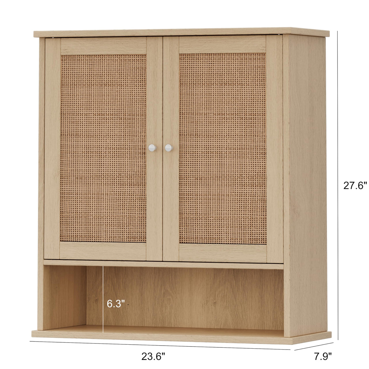 Reettic Rattan Two Door Wall Cabinet, Wooden Medicine Cabinet, Wall Mounted Bathroom Storage Cabinet with Inner Adjustable Shelf, for Bathroom, Kitchen, Entryway, Natural BMGZ103M Reettic