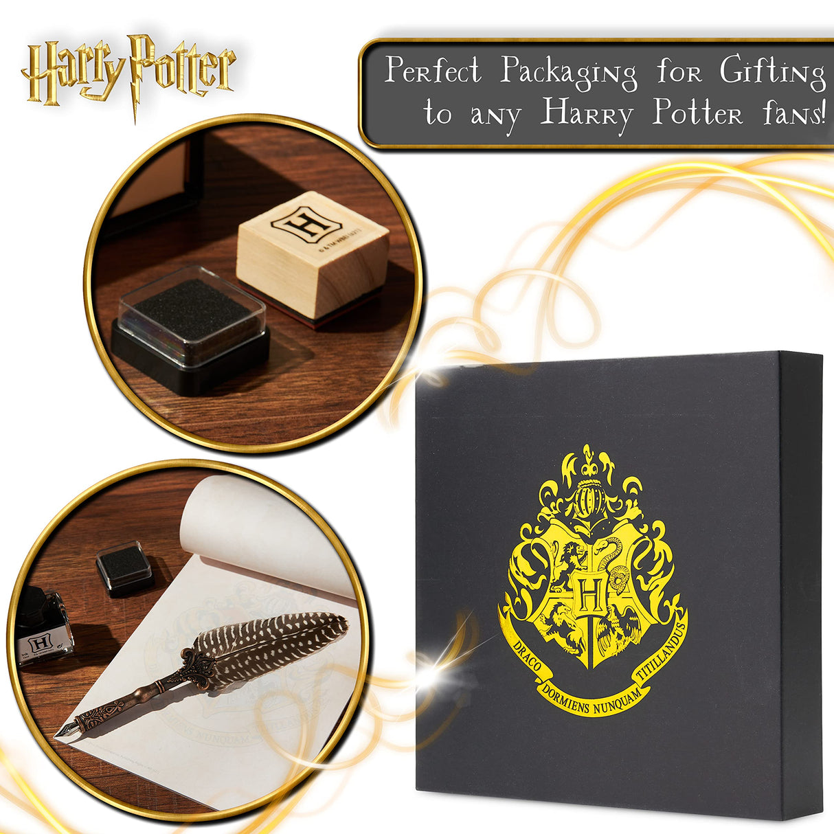 Harry Potter Calligraphy Set With Feather Quill Pen Ink A5 Paper Envelopes Stamp Stickers Fun Writing Kit Gifts for Kids Harry Potter