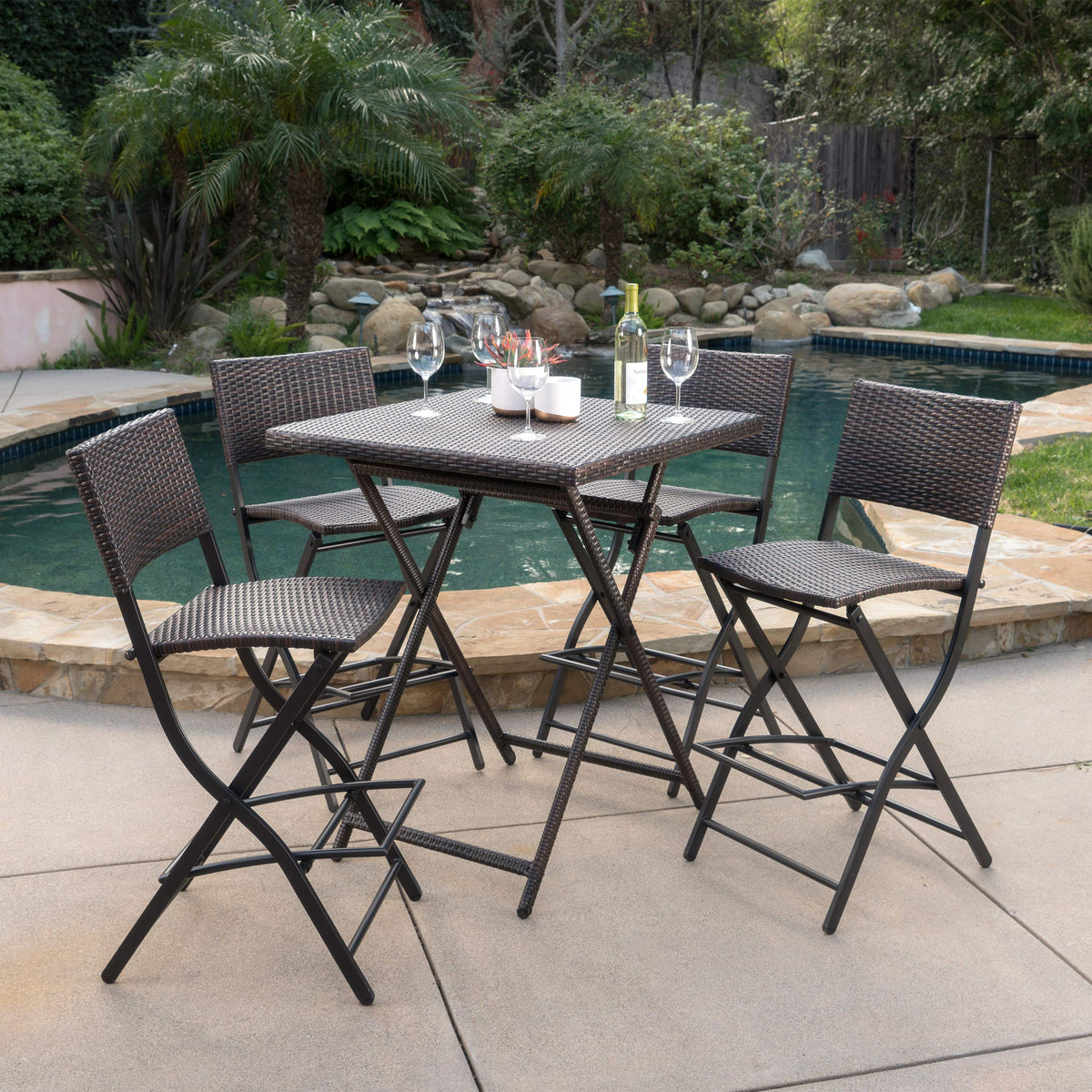 Christopher Knight Home Margarita Outdoor Wicker Bar Set, 5-Pcs Set, Multibrown Christopher Knight Home