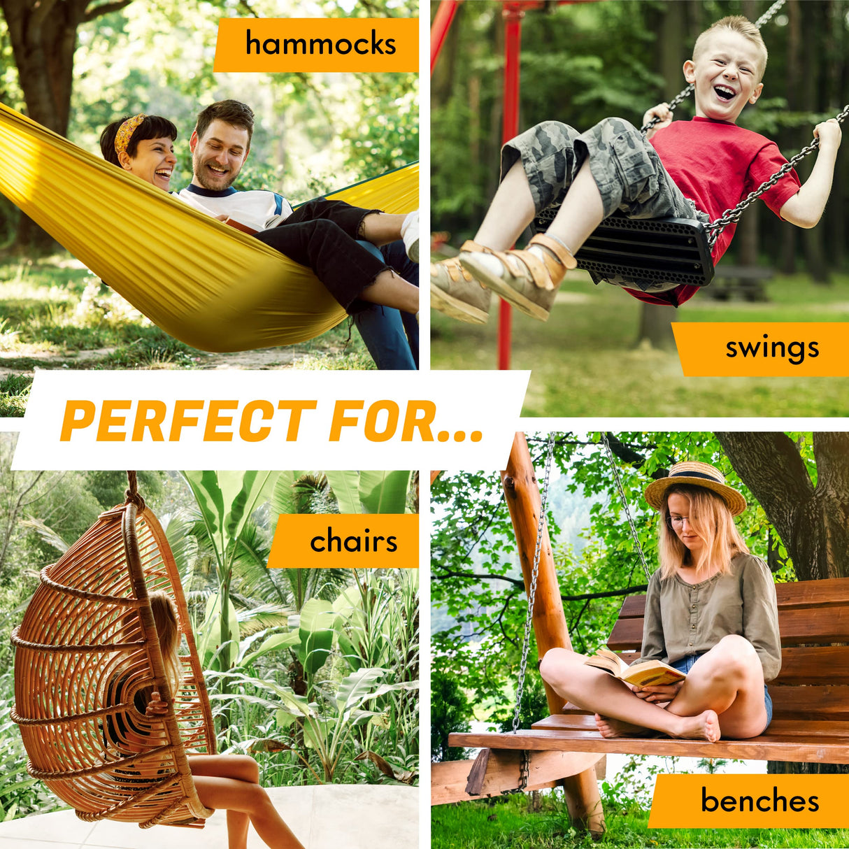 2-Pack Tree Swing Straps Hanging Kit, Adjustable 5-10 Feet Tree Swing Hanging Straps, Heavy Duty & Weatherproof Hammock Branch Swings, Tree Strap for Swings Holds Up to 3376 Lbs The Lion's Garden