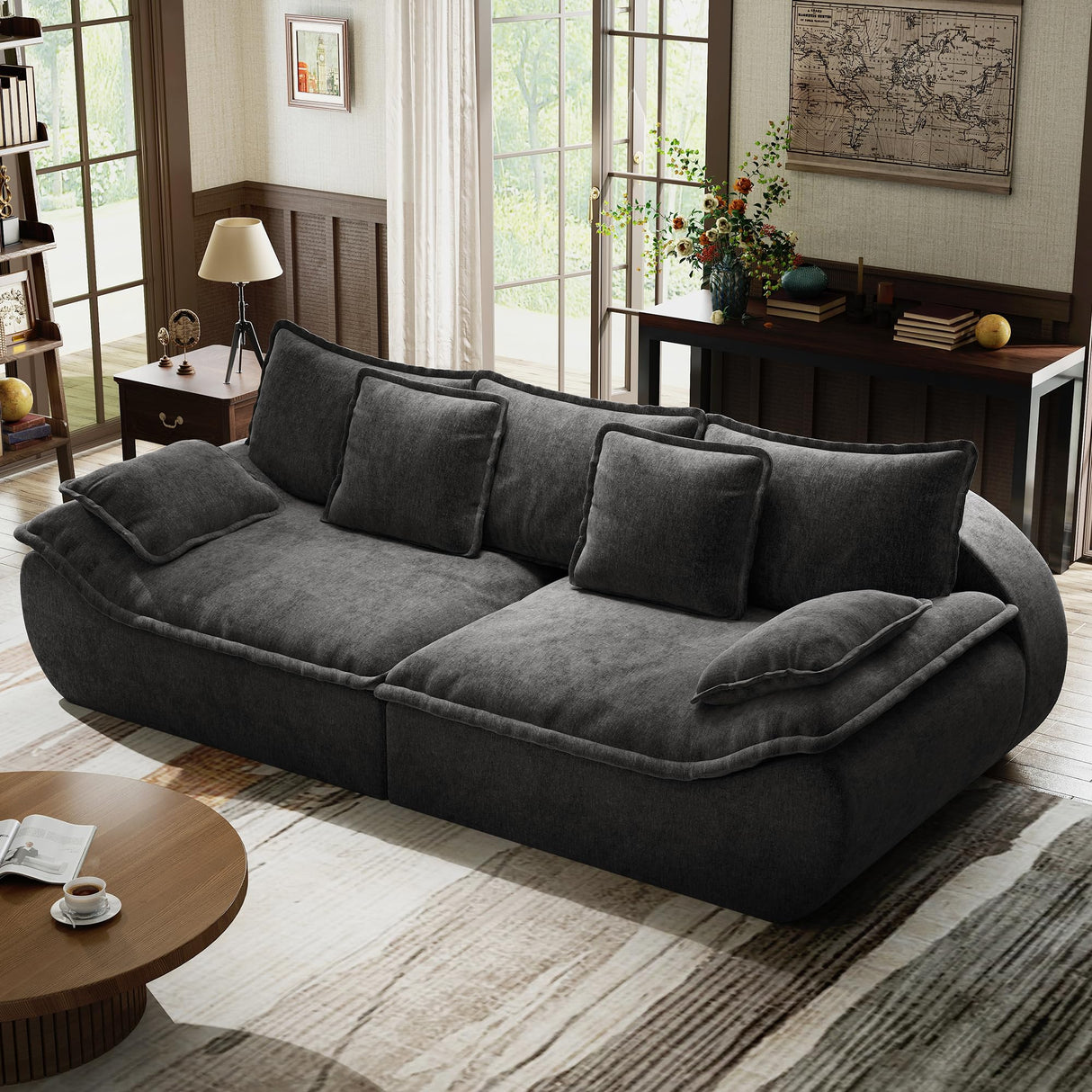 Hobestluk Sofa Couches 2-Seater Modular Sectional Sofa, 89''Comfy Loveseat with Throw, Deep Seat Small Sofa for Small Space, Memory Foam Sectional Couches for Living Room, Office, Apartment Hobestluk