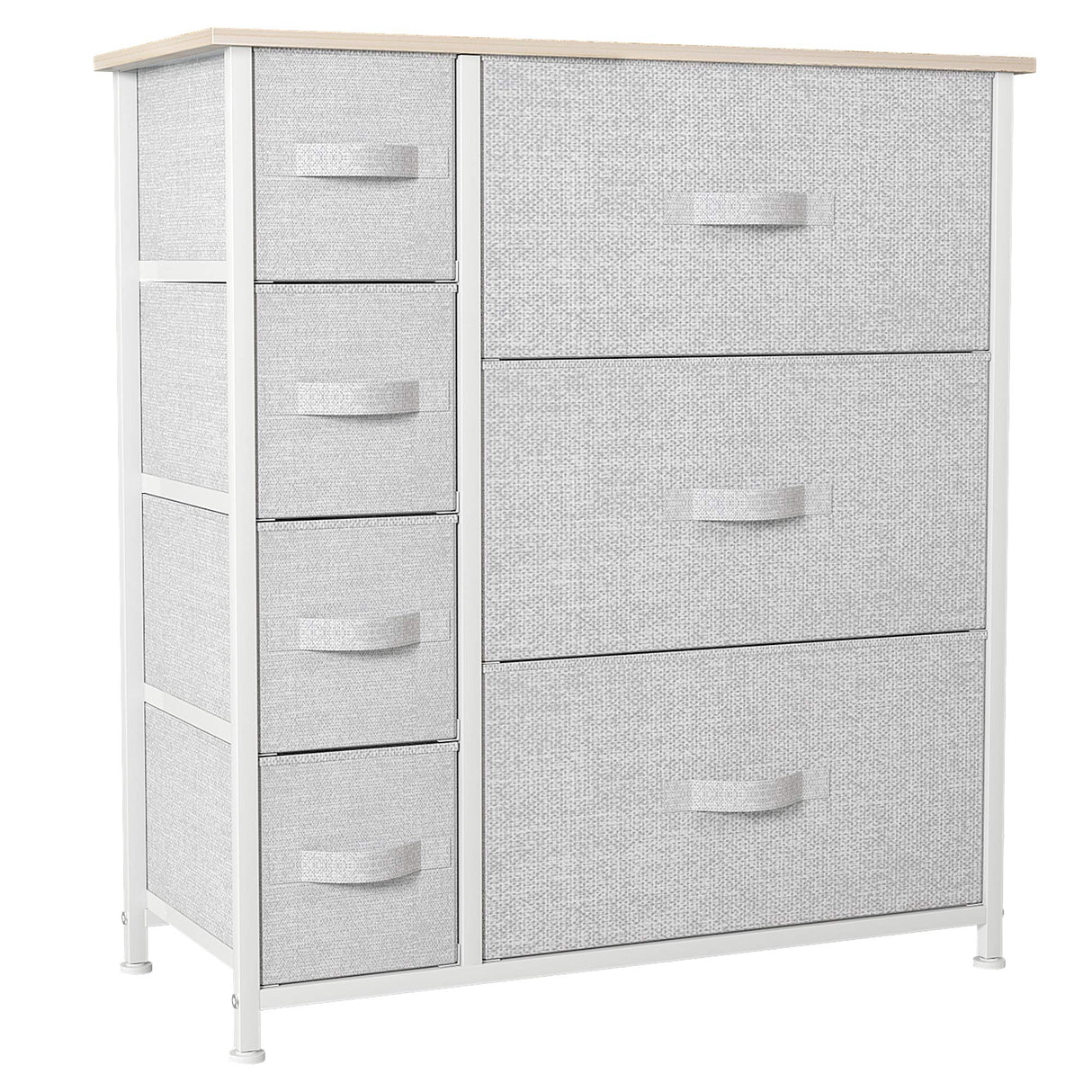 DWVO Dresser for Bedroom, 7 Drawers Fabric Dresser, Organizer Unit for Living Room, Hallway, Closets - Sturdy Steel Frame, Wooden Top & Easy Pull Fabric Bins, Light Gray DWVO