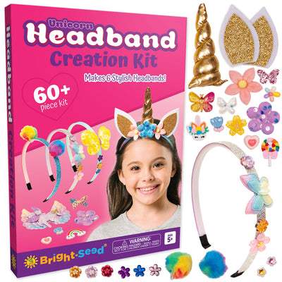 Headband Making Kit for Girls, Make Your Own Fashion Headband, Girl Accessories Ages 5-12, DIY Arts & Crafts, DIY Hair Accessories Set, Birthday Gifts for Girls 5 6 7+ Years Old, Gift Ideas Unicorn