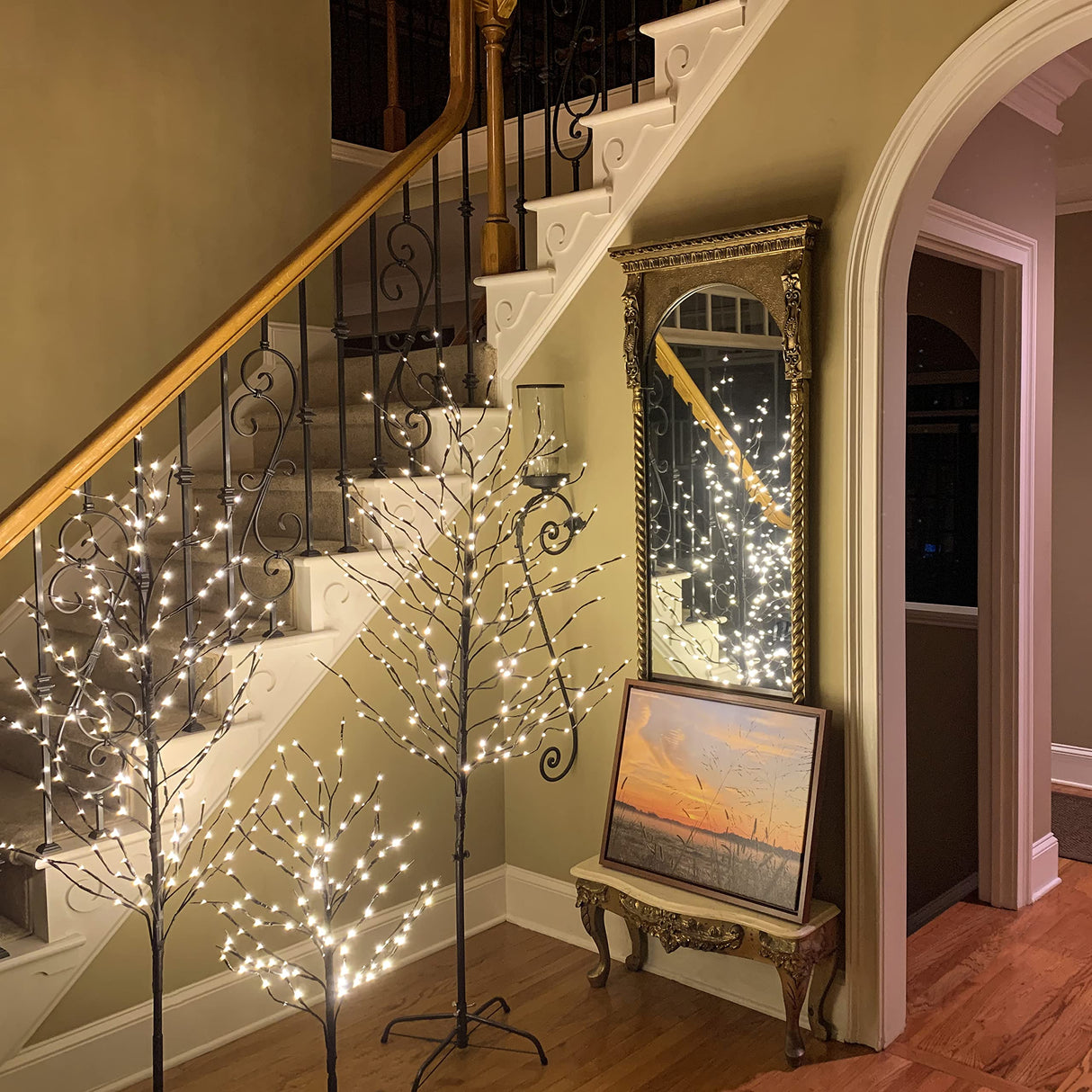 Lightshare Set of 3 Star Light Trees Christmas Decorations, Including 3 feet, 5 feet, and 6 feet, Warm White Christmas Tree, Brown Branch LIGHTSHARE