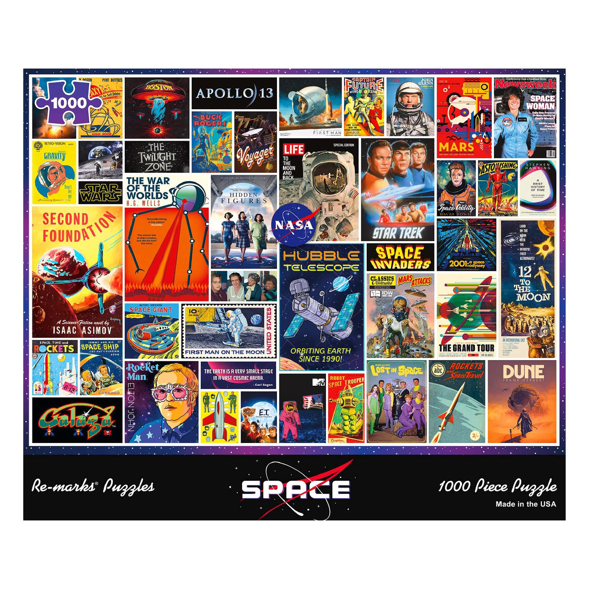 Re-marks Space Collage Puzzle, 1,000-Piece Jigsaw Puzzle for All Ages Re-Marks
