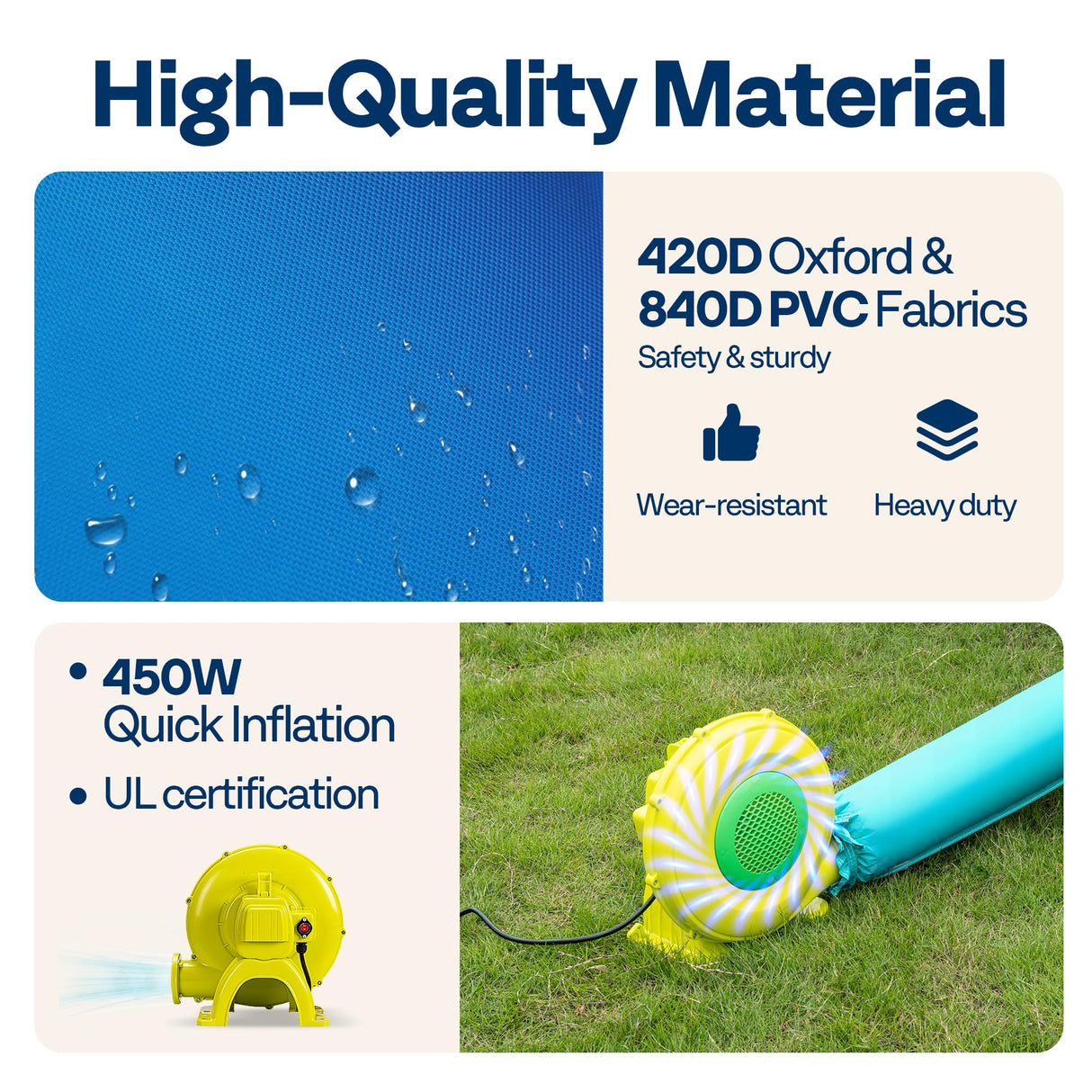 VIVOHOME 7 in 1 Bounce House for Kids, Sea Theme Inflatable Bouncy Castle with Slide, 12x10 FT Inflated Bouncer for Outdoor with Blower, Basketball, Climb, Jump Area, Ball, Water Pool, Hoop VIVOHOME