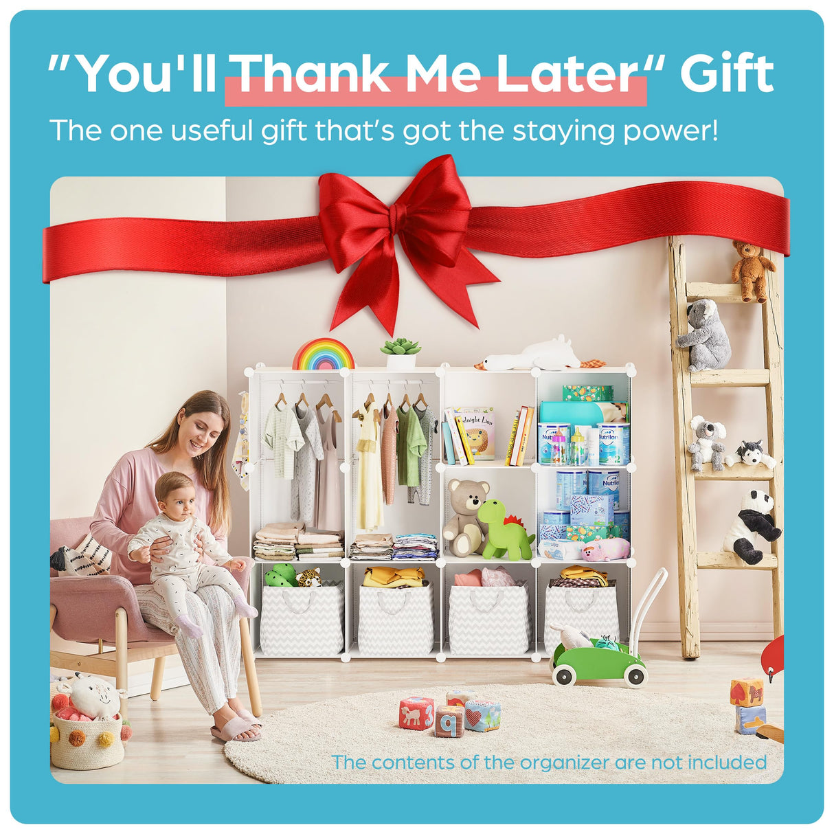 CUBEDIY Baby Closet Organizer for Nursery: Durable Baby Wardrobe for Closet - Customizable Baby Dresser Amoire Shelves - Waterproof Shelf Clothes Organizer w/Wall Fixation (White) CUBEDIY