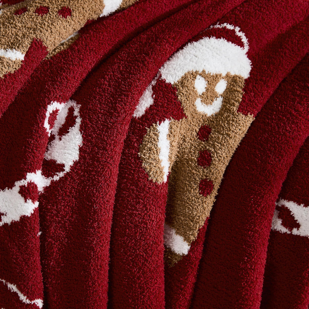 WDCOZY Christmas Throw Blanket Gingerbread Man Reversible Super Soft Knitted Blankets Couch Bed Sofa Microfiber Warm Cozy Lightweight Fluffy Fuzzy Fall Cute Blanket Winter 50x60 Inches WDCOZY