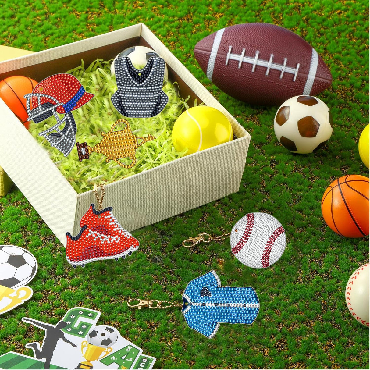 12 Pcs Baseball 5D DIY Diamond Art Painting Keychains Kits for Adult Beginners. Double Sided Hanging Baseball Keychains and Ornaments for Decoration Gifts (key05) Generic