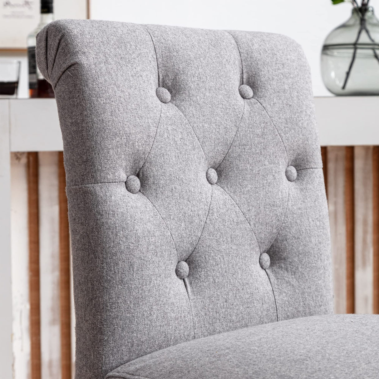 GOTMINSI 26" Bar Stools Set of 2 for Kitchen Island Upholstered Counter Height Bar Stools with Button Tufted Decoration Barstools Home Kitchen Island GOTMINSI