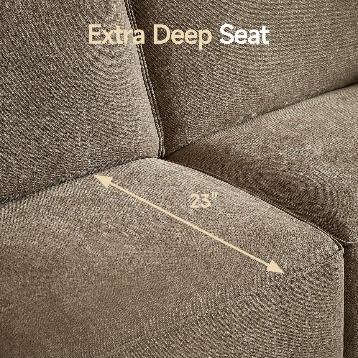 ONBRILL 90" Oversized Sofa, 23" Deep Seat Couch with Wide Arms, Chenille Fabric Couch w/Comfortable Cushion Back, Modern Upholstered Loveseat, Easy Assembly, Comfy Couch for Living Room, Office, Brown ONBRILL