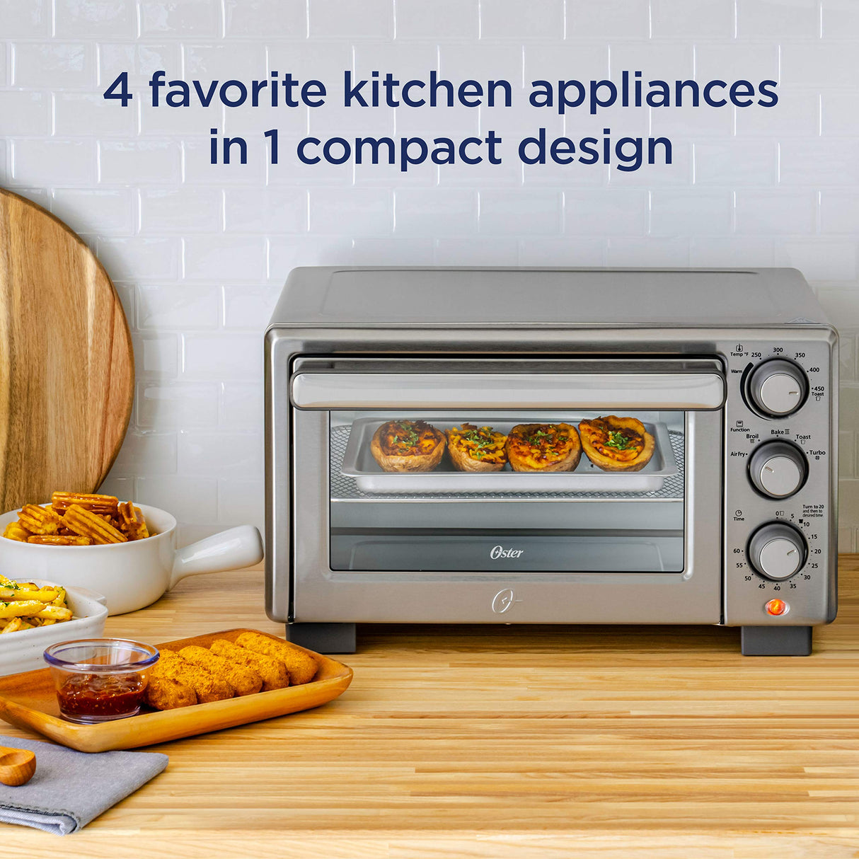 Oster Compact Countertop Oven With Air Fryer, Stainless Steel Oster