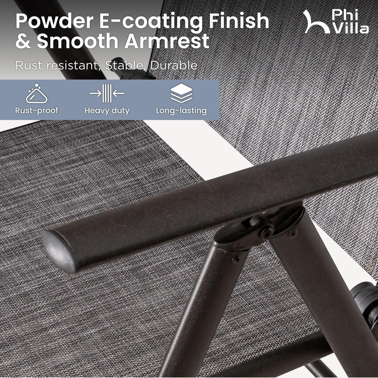 PHI VILLA 9 Piece Outdoor Dining Set, All Weather Furniture Patio Table and Chairs for 8 with Adjustable Lightweight Patio Folding Dining Chairs (Grey) & Extendable Metal Table for Garden, Yard PHI VILLA