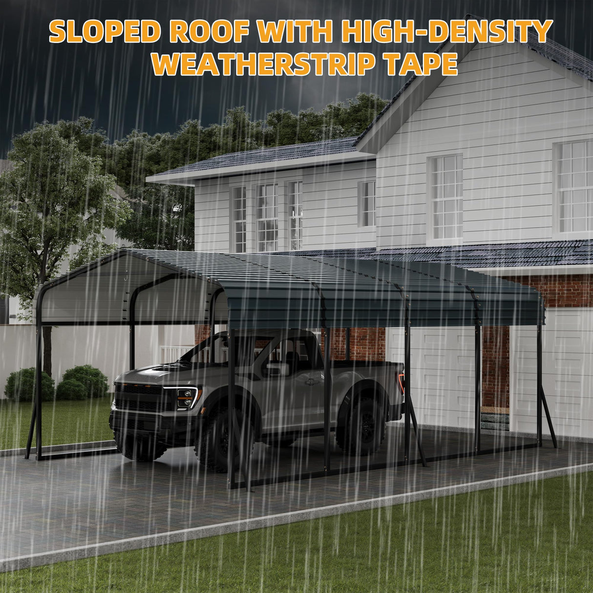 12' x 20' Heavy Duty Metal Carport with Galvanized Steel Roof, Metal Roof Carport with Enhanced Base, Tall Metal Carport Kits Garage for Tractors, Pickup, Boat, Car LuyFuitre