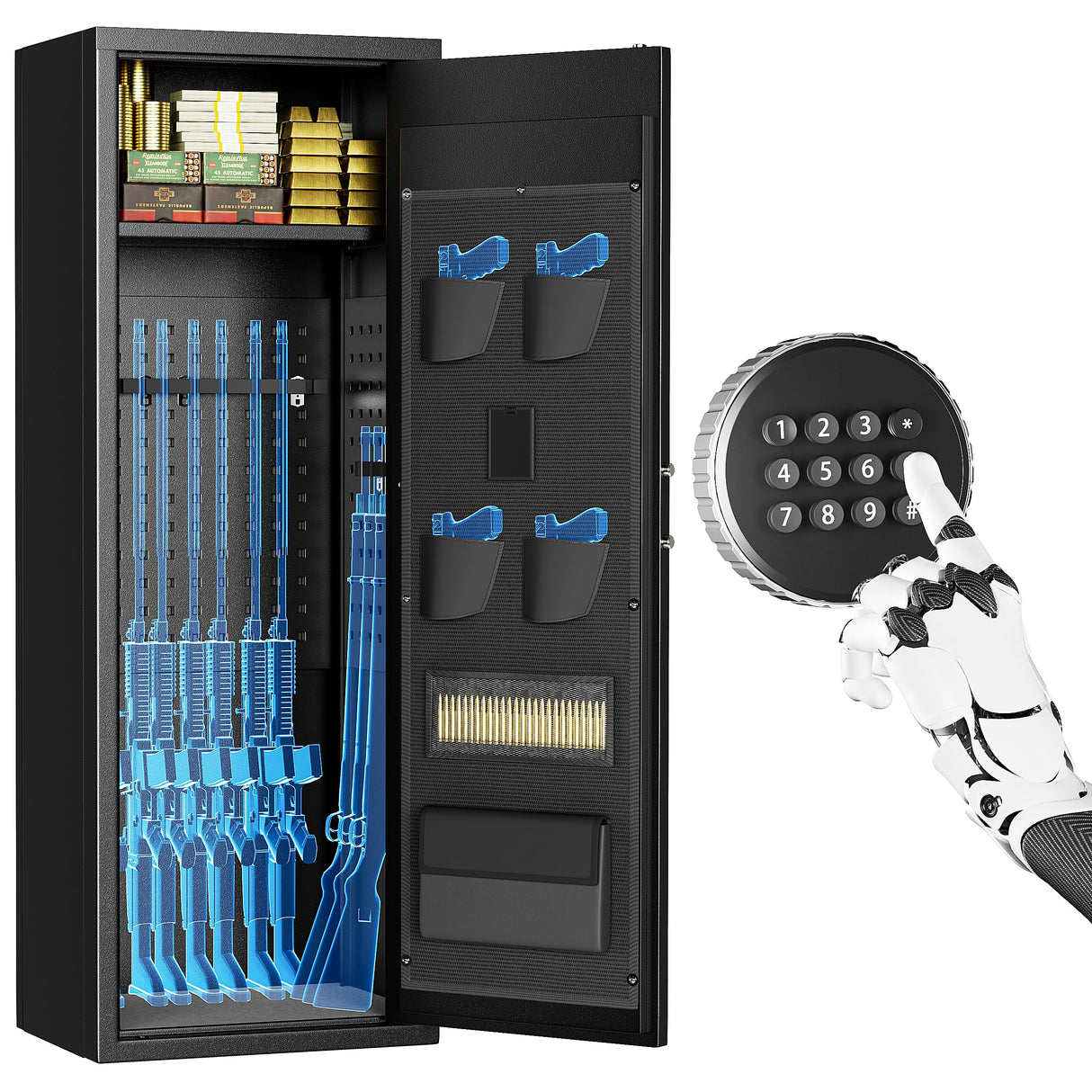 Superday 10-12 Rifle Gun Safe with Keyboard, Quick Access Large Gun Safe for Rifles, Locking Gun Cabinet Rifle Safe with Gun Safes Pockets and Adjustable Rifle Rack for Home, Office Superday