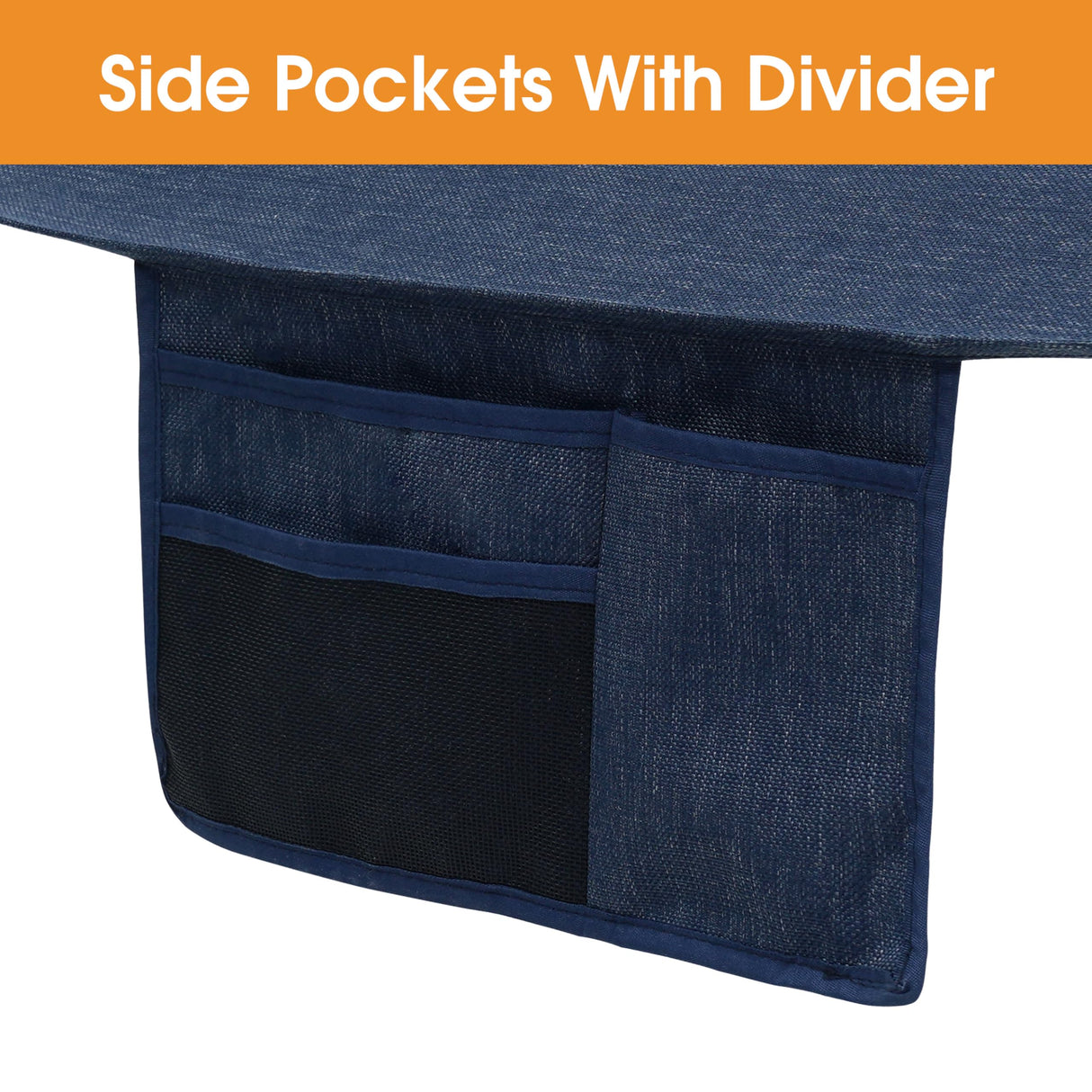 Lazy Daze Hammocks 11 FT Double Outside Hammock Quick Dry Olefin Fabric Hammock with Spreader Bar & Side Pocket for Outdoor Poolside Backyard 450 lbs Capacity, Navy Blue Lazy Daze Hammocks