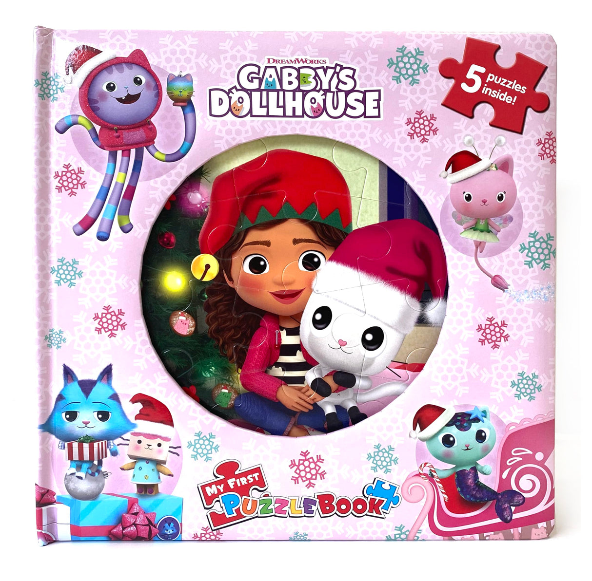 Gabby's Dollhouse Christmas My First Puzzle Book - Jigsaw Puzzles for kids, 10-page board book, 5 puzzles to enjoy Phidal