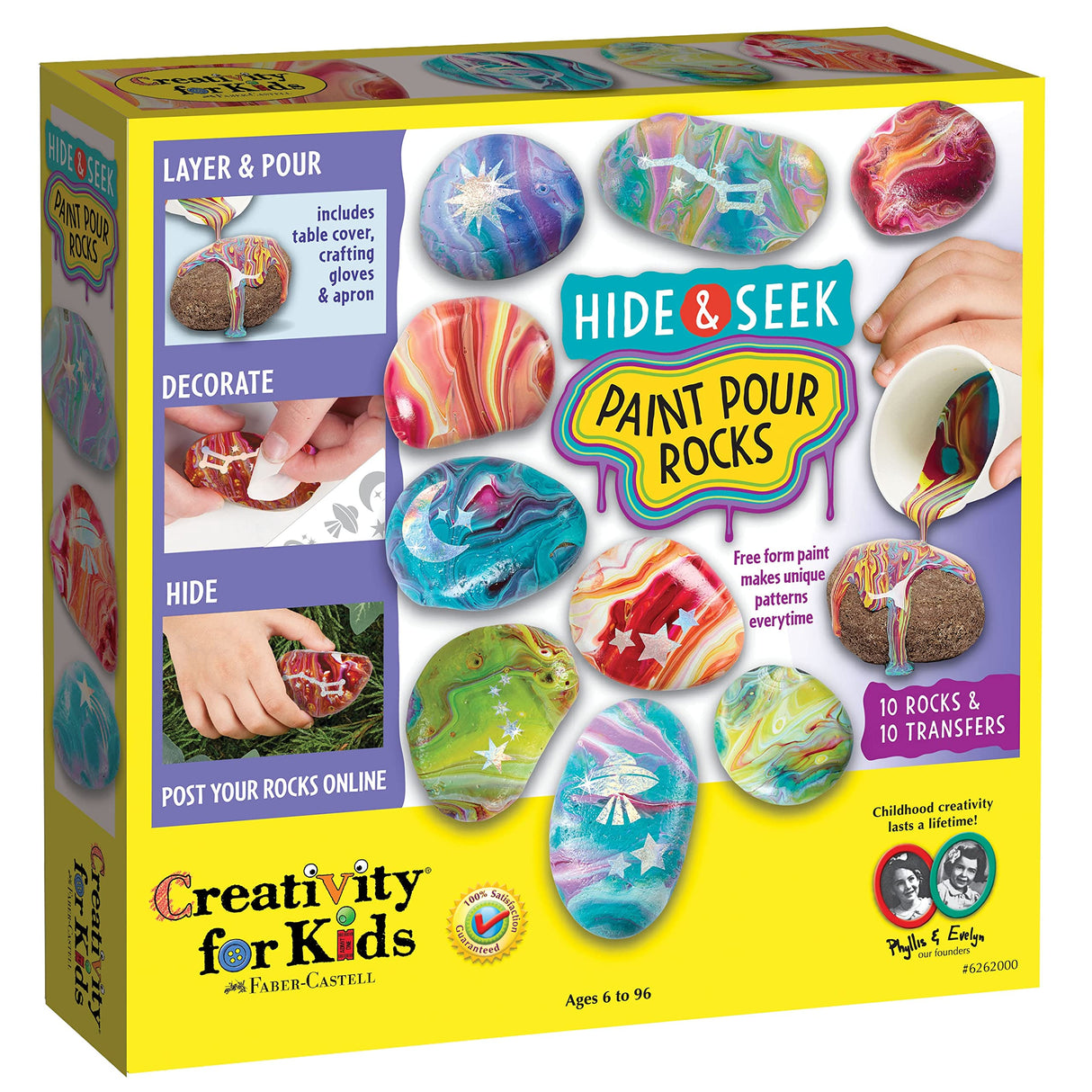 Faber-Castell 12 Pack Hide & Seek Paint Pour Rocks Kit Faber-Castell