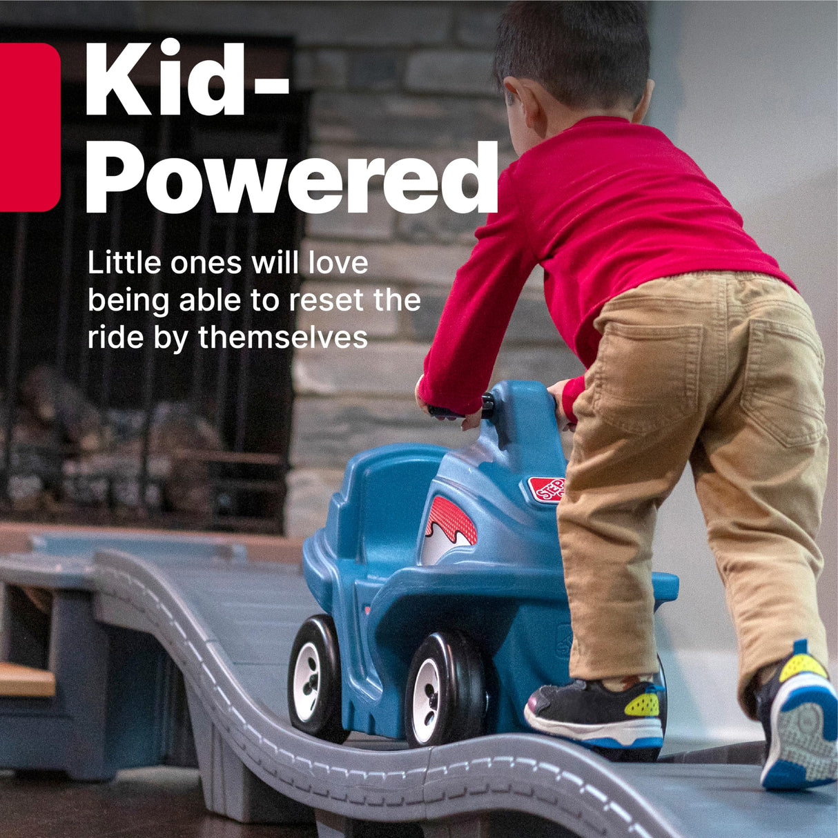 Step2 Up & Down Roller Coaster Kids Ride On Toy, Push Car, Indoor/Outdoor Playset, Made of Durable Plastic, Max Weight 50 lbs., for Toddlers 2-5 Years Old, Gray & Blue Step2