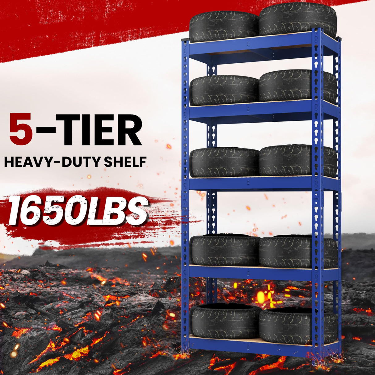 Yaheetech Storage Shelves 5 Tier Garage Shelving Heavy Duty Garage Shelves Adjustable Metal Shelving Unit Utility Rack Industrial Shelving for Warehouse Pantry Closet, 27.5" W x 12" D x 60" H, Blue Yaheetech