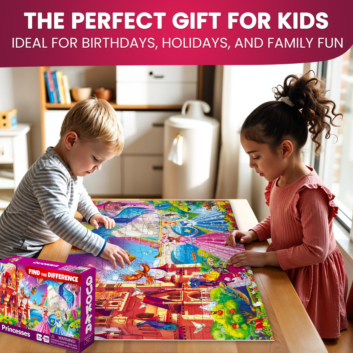 QUOKKA 100 Piece Puzzles for Kids Ages 8-10 – 3XSET Puzzles for Kids Ages 4-6 – Search & Find Mermaids Unicorns Kid Activities Included for 5-8 Year Old – Toddler Learning Toy Game Gift for Girls QUOKKA