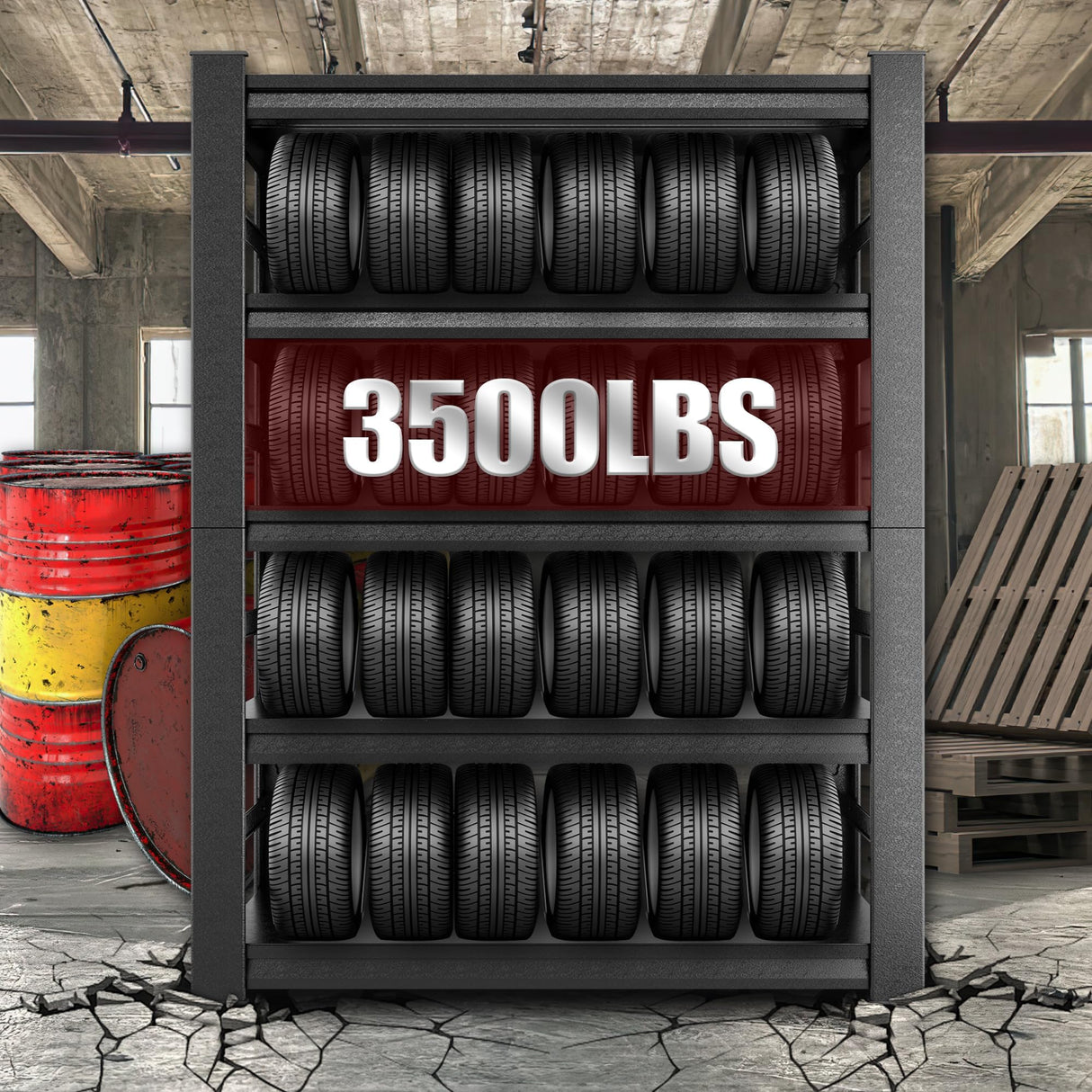 SFTORMAS 48" W Garage Shelving Heavy Duty Storage Shelves Adjustable 5 Tier Metal Shelves for Garage Warehouse Basement Industrial Utility Racks,Black SFTORMAS