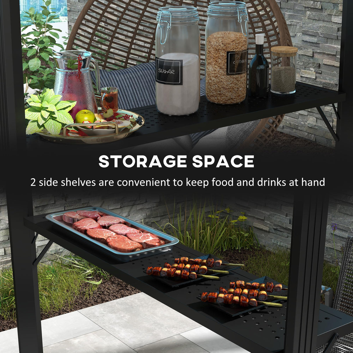 Outsunny 6' x 8' Hardtop Grill Gazebo, BBQ Gazebo with Metal Roof, Aluminum Frame and 2 Side Shelves, for Patio, Lawn, Garden Outsunny