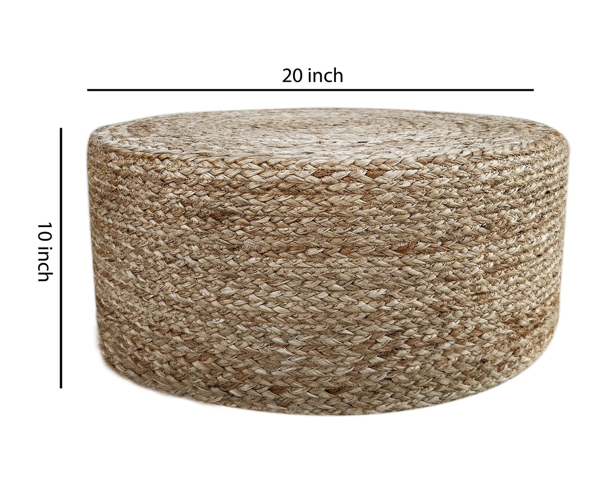Scandilivin Homes Pouf Ottoman - 100% Natural Jute Braided- Footrest Pouf Hand Knitted - Traditional Cord Boho Pouffe - for The Living Room, Bedroom, Nursery, Patio, Lounge (20" x 20" x 10") S & L Homes