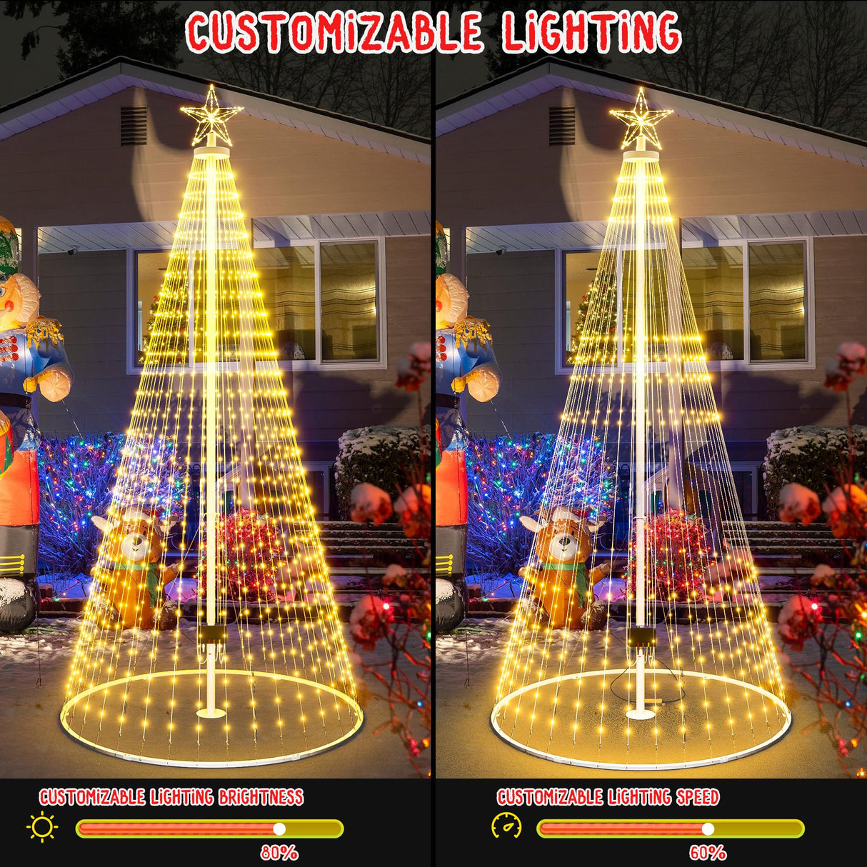 Led Outdoor Christmas Tree, 16ft Prelit Christmas Tree, Smart Outside Christmas Tree Light Show App Control with 1008 LED Lights Color Changing Sync APP & Remote Control Christmas Tree Lighting Miveda