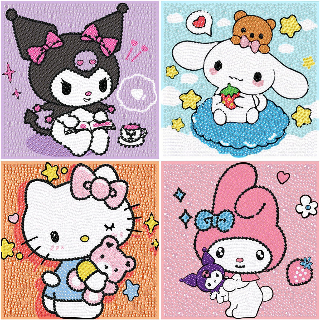 Sretoul 4 Pack Cartoon Diamond Art Kits for Kids - Kid Diamond Art Painting Kit Cartoon, Cute Gem Arts for Kids Ages 4 6 8 12, DIY Crystal Gem Kits for Children Girls Boys Gifts (6x6 inch) Sretoul