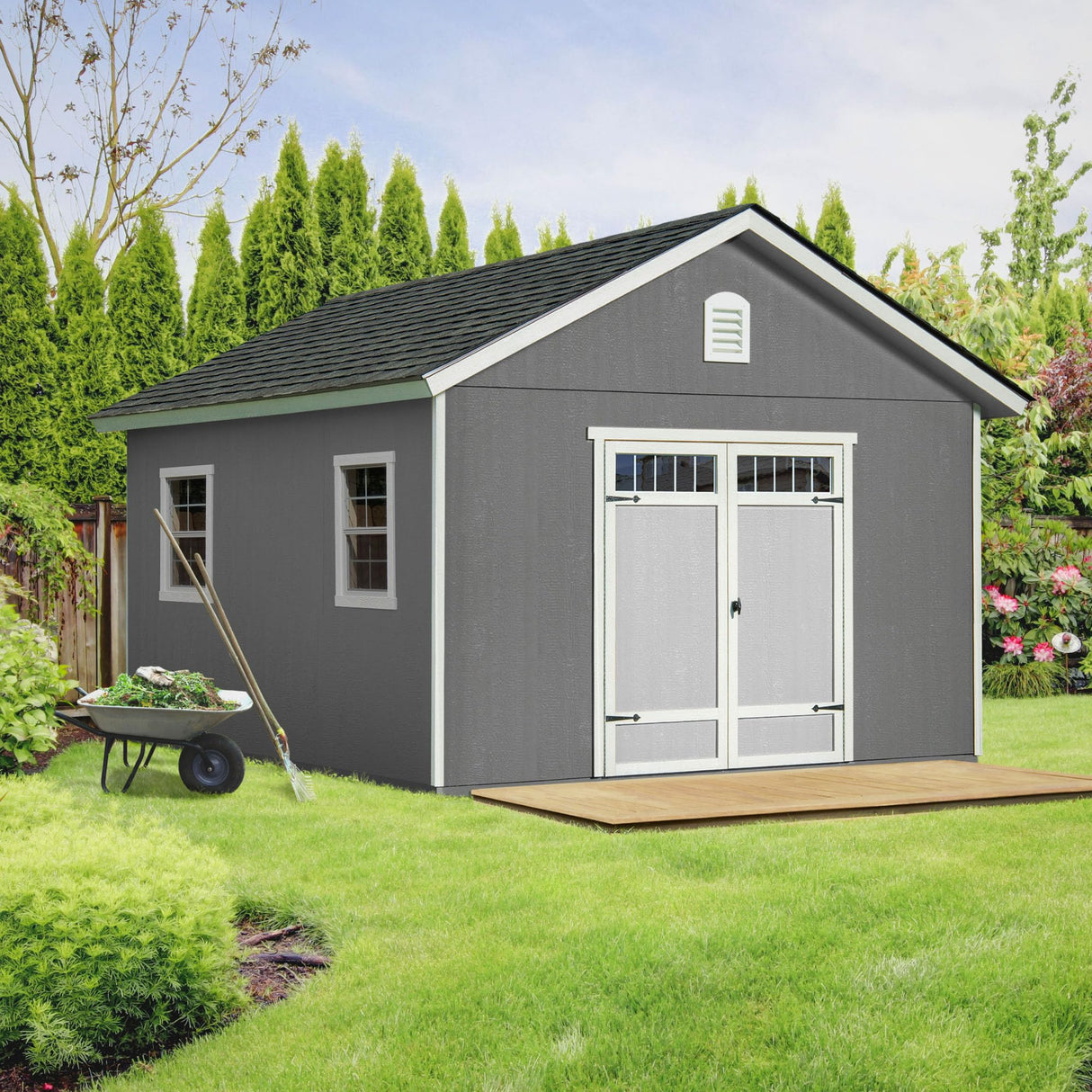 Handy Home Products Scarsdale 10x16 Do-it-Yourself Wooden Storage Shed with Floor Handy Home Products