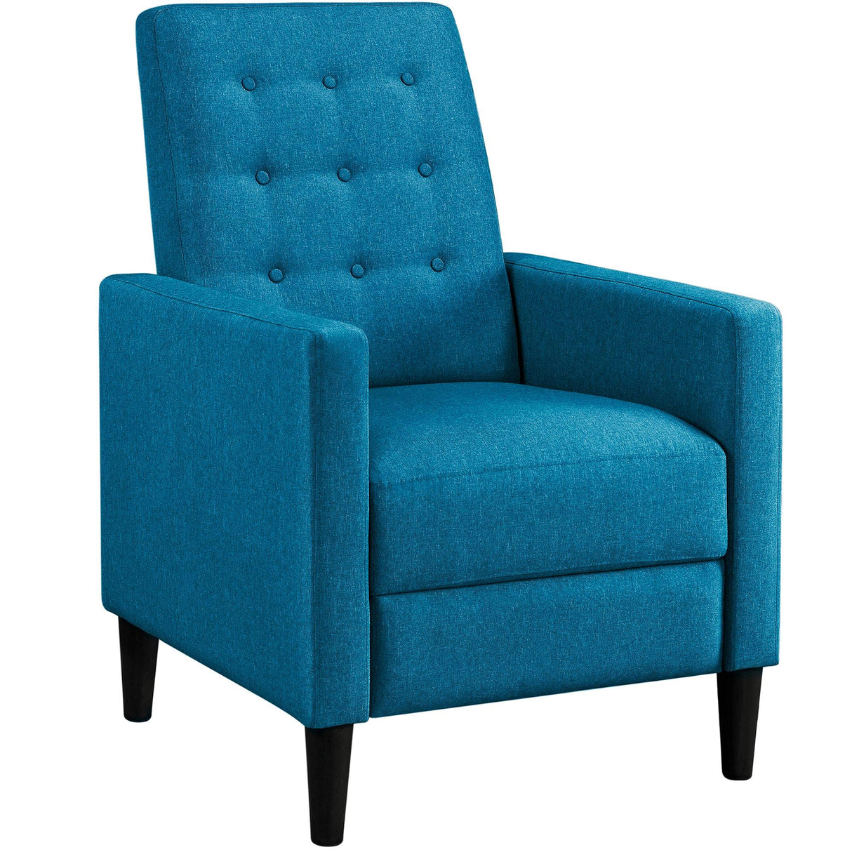 Topeakmart Mid-Century Modern Fabric Recliner Modern Tufted Reclining Single Sofa for Living Room Padded Cushion Home Theater Seat Blue Topeakmart