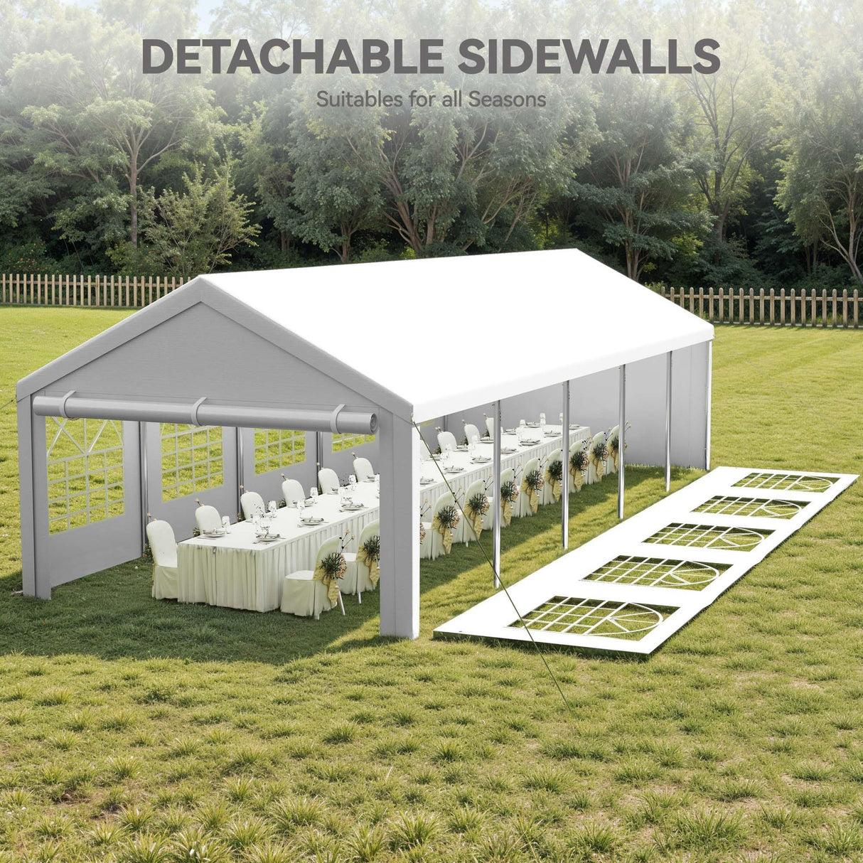 YITAHOME 16x32ft Heavy Duty Party Tent Outdoor Wedding Tent Canopy Event Shelters Upgraded Galvanized Steel Carport with Removable Sidewall Windows for Commercial and Parties, White YITAHOME