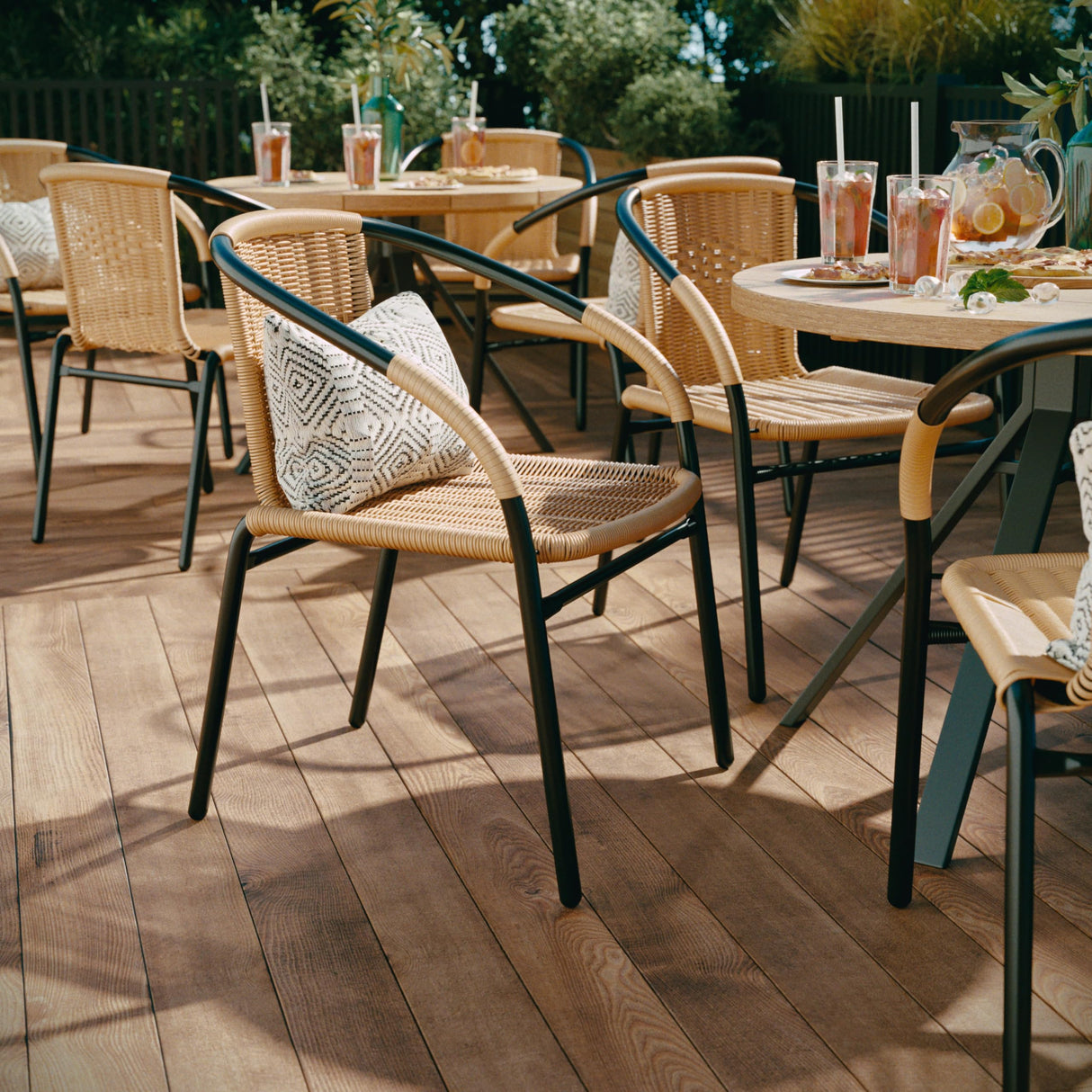 Flash Furniture Lila 2 Pack Beige Rattan Indoor-Outdoor Restaurant Stack Chair Flash Furniture