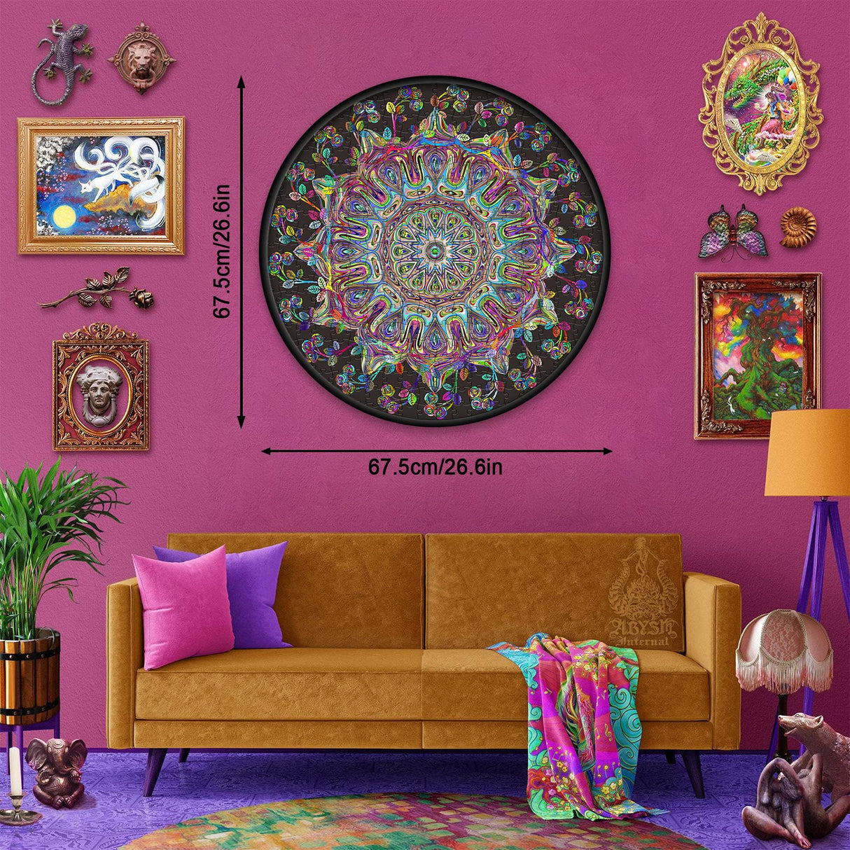 Mandala Flower Puzzles for Adults 1000 Pieces, Difficult Impossible Hard Puzzle, Round Colorful Trippy Challenge Jigsaw Puzzle PPuzzling