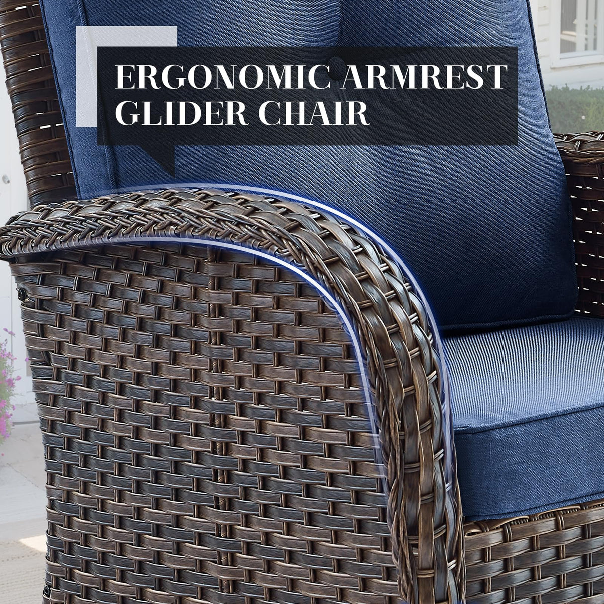 HUMMUH 5-Piece Patio Furniture Set with Fire Pit,Wicker Outdoor Swivel Rocker Chairs Patio Sofa for Backyard,Poolside,Deck HUMMUH