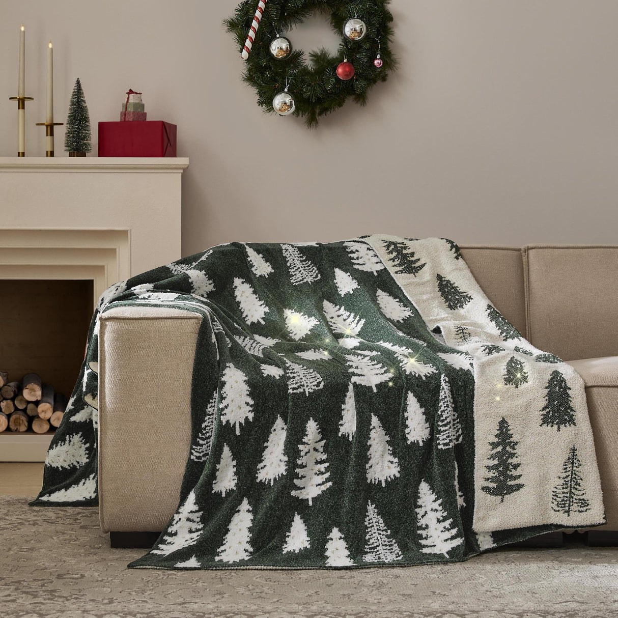 WDCOZY Christmas Throw Blanket Christmas Tree Reversible Super Soft Knitted Couch Bed Sofa Microfiber Chenille Luxurious Home Decor Warm Cozy Comfy Lightweight Holiday Blanket Winter 50x60 Green WDCOZY