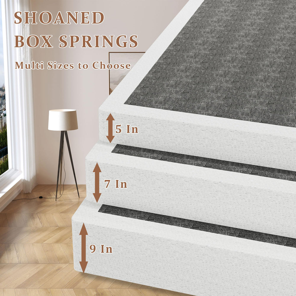 SHOANED Full Size Box Springs - 5 Inch Low Profile Mattress Foundation No Noise Heavy Duty Metal Basics Bed Base with Clean Fabric Cover, Easy Assembly SHOANED