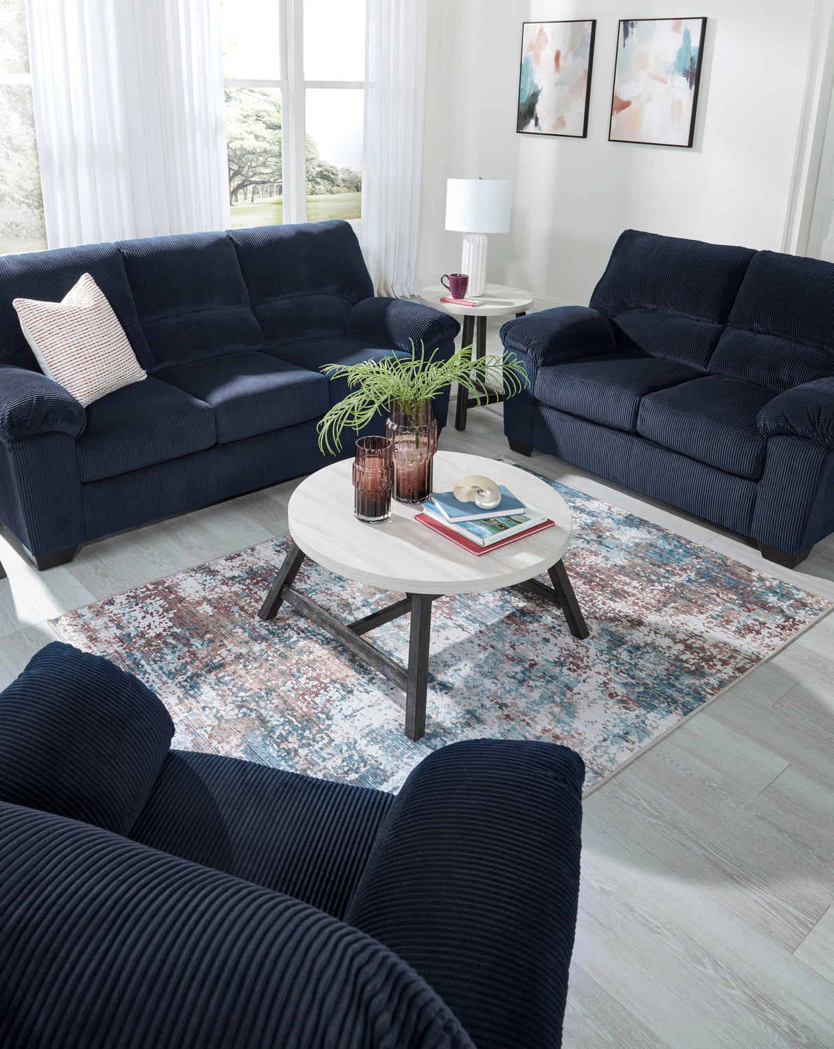 Signature Design by Ashley SimpleJoy Contemporary Loveseat for Living Room, Blue Signature Design by Ashley