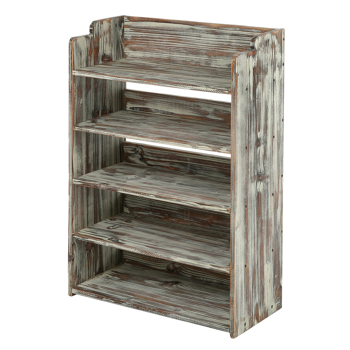 MyGift 5 Tier Rustic Torched Wood Entryway Shoe Rack Storage Shelves, Closet Organizer Shelf MyGift