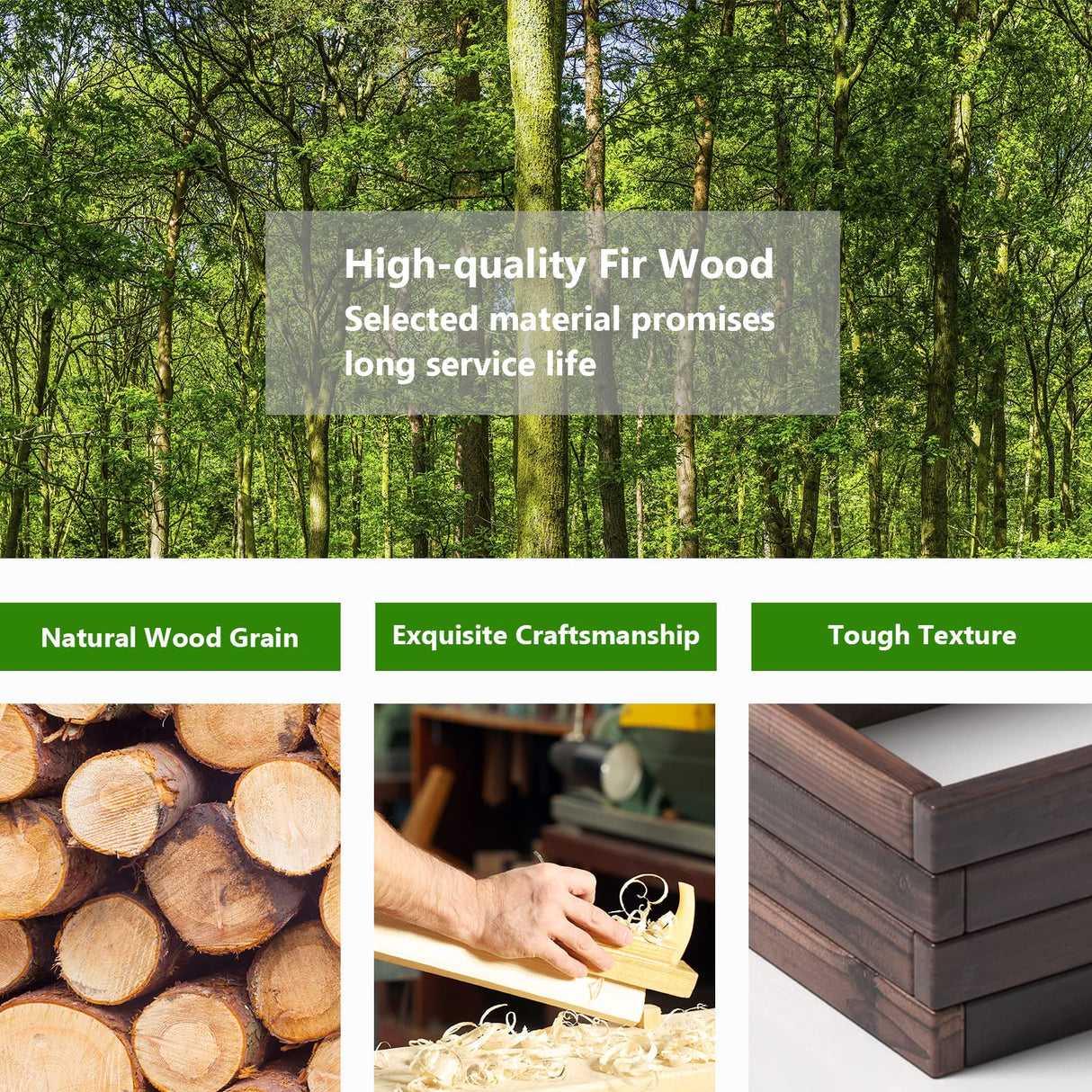 Giantex Raised Garden Bed, Wood Planter Box, Outdoor Planting Bed for Vegetable Flower, Square Planter for Patio and Lawn, 24''Lx24''Wx10''H, Brown Giantex